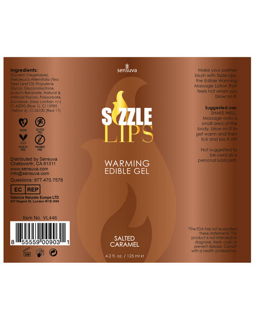 Sensuva Sizzle Lips Warming Gel - 4.2 oz Salted Caramel - Image 2