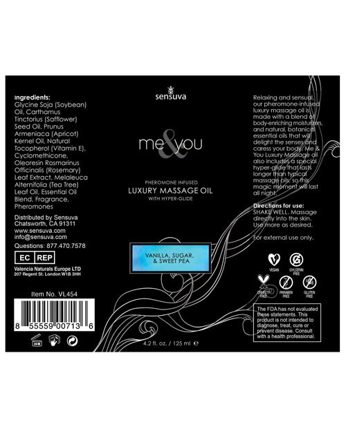 Sensuva Sensuva Me & You Massage Oil - 4.2 oz Sweet Temptation - Image 2