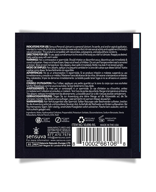 Sensuva Sensuva Natural Water Based Personal Lubricant Single Use Packet - 6 ml Cotton Candy - Image 2