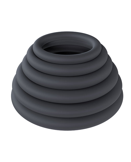 Shots Levelz Classic Silicone Cock Ring Set of 6 All Sizes - Black - Image 2