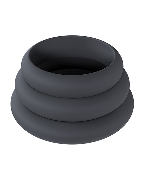 Shots Levelz Wide O Silicone Cock Ring Set of 3 - Black - Image 2