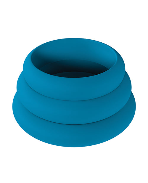 Shots Levelz Wide O Silicone Cock Ring Set of 3 (42 mm, 50 mm, 55 mm) - Teal - Image 2