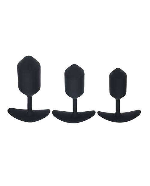 Shots Levelz Silicone Weighted Anal Plug Training Kit Set of 3 - Black - Image 2