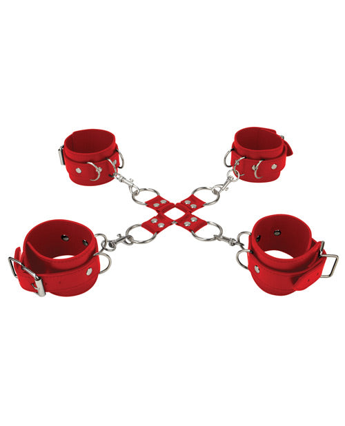 Ouch Shots Ouch Leather Hand & Leg Cuffs - Red - Image 2