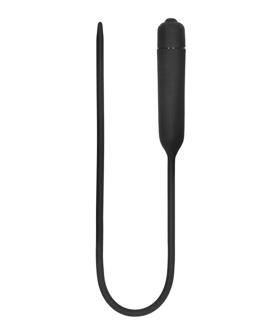 Ouch Shots Ouch Extra Long Urethral Sounding Silicone Vibrating Bullet Plug - Black - Image 2