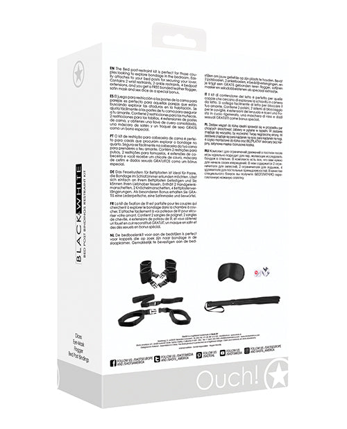 Ouch Shots Ouch Black & White Bed Post Bindings Restraint Kit - Black - Image 2