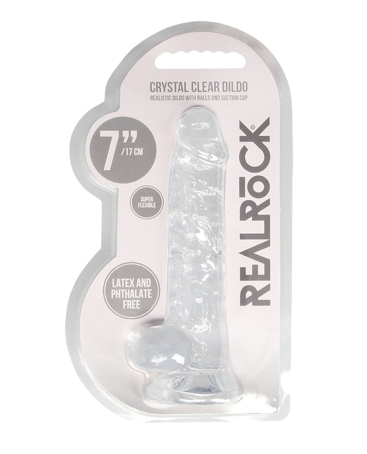 RealRock Shots RealRock Realistic Crystal Clear 7" Dildo w/Balls - Transparent Clear - Image 2