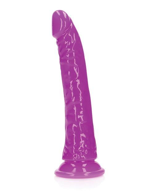 RealRock Shots RealRock 7" Slim Dildo Glow in the Dark - Neon Purple - Image 2