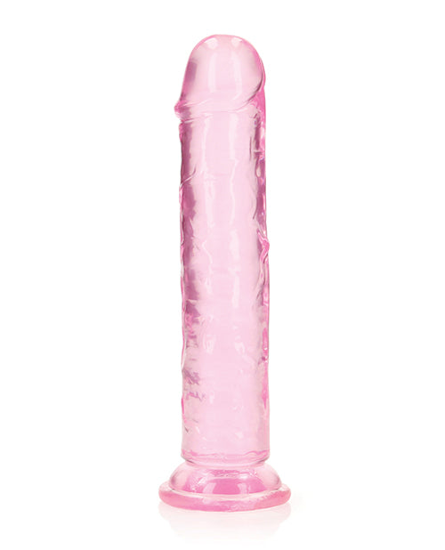 RealRock Shots RealRock Crystal Clear 7" Straight Dildo w/Suction Cup - Pink - Image 2
