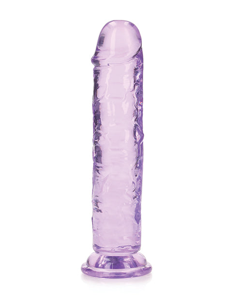 RealRock Shots RealRock Crystal Clear 7" Straight Dildo w/Suction Cup - Purple - Image 2