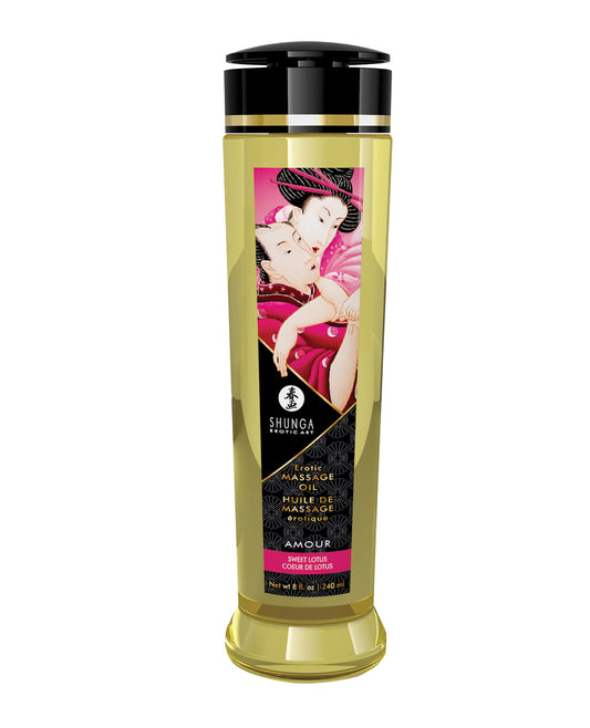 Shunga Shunga Massage Oil - 8 oz Sweet Lotus - Image 2