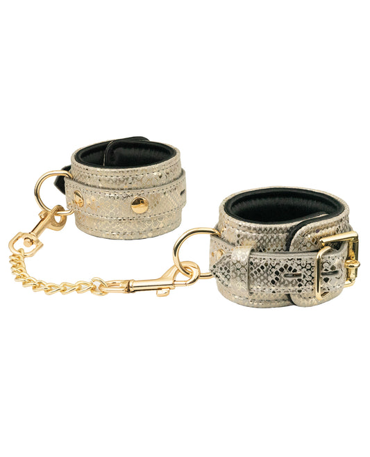 Spartacus Spartacus Wrist Restraints w/Leather Lining - White Snakeskin Micro Fiber - Image 2