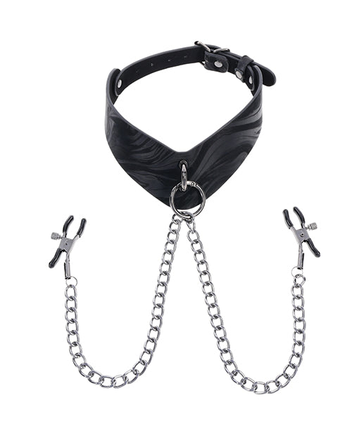 Sportsheets Sportsheets Velvet Noir Collar & Removable Clamps - Black - Image 2