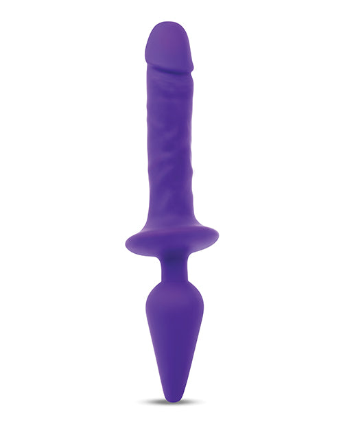 Together Together Double Pleasure 11" Double-Ended Dildo & Butt Plug - Purple - Image 2