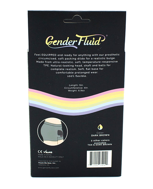 Gender Fluid Gender Fluid 5" Equipped Soft Packer - Dark Brown - Image 2