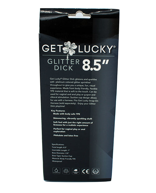 Get Lucky Get Lucky 8.5" Real Skin Glitter Dick - Clear - Image 2