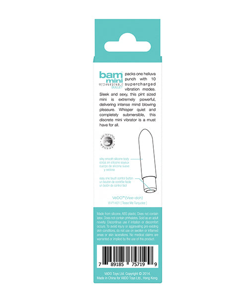 VeDO VeDO Bam Mini Rechargeable Bullet Vibe - Turquoise - Image 2
