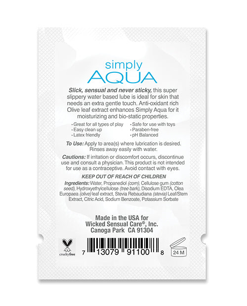 Wicked Sensual Care Wicked Sensual Care Simply Aqua Water Based Lubricant - .1 oz - Image 2
