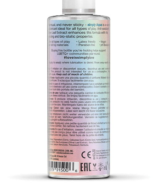 Wicked Sensual Care Wicked Sensual Care Simply Aqua Special Edition Water Based Lubricant - 4 oz - Image 2