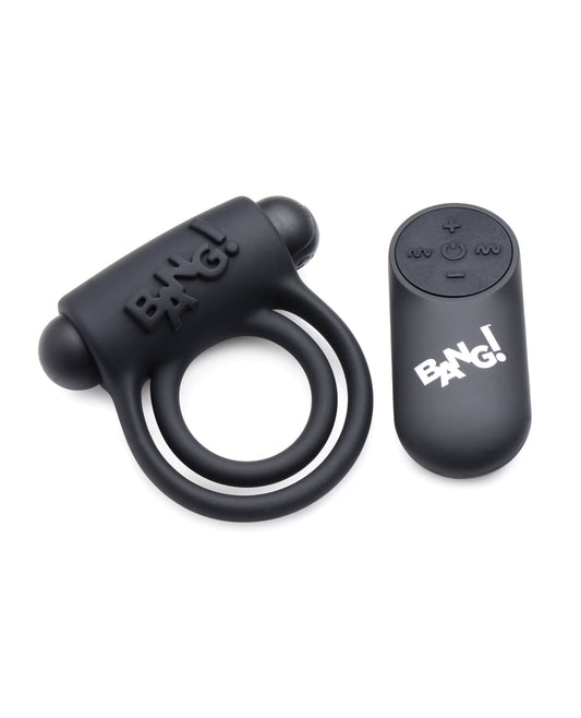 Bang! Bang! Vibrating Cock Ring & Bullet w/Remote Control - Black - Image 2