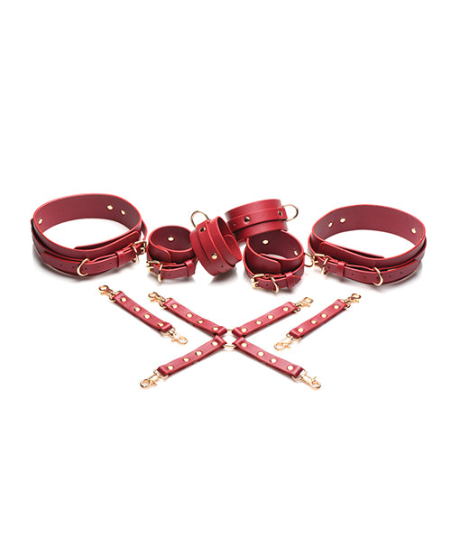 Master Series Master Series Crimson Captive Thigh, Wrist, Ankle Hog Tie Restraints - Red - Image 2