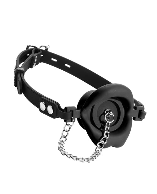 Master Series Plugged Silicone Feeding Gag - Black