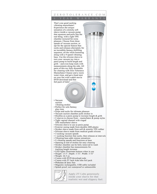 Zero Tolerance Zero Tolerance Sucking Good Rechargeable Vibrating Pump - White/Clear - Image 2