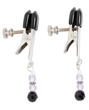 Spartacus Spartacus Adjustable Broad Tip Nipple Clamps w/Purple Beads - Image 2
