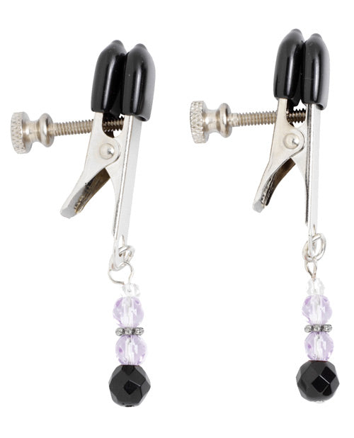 Spartacus Spartacus Adjustable Broad Tip Nipple Clamps w/Purple Beads - Image 2