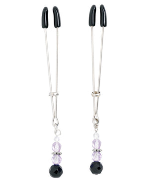 Spartacus Spartacus Adjustable Tweezer Nipple Clamps w/Purple Beads - Image 2