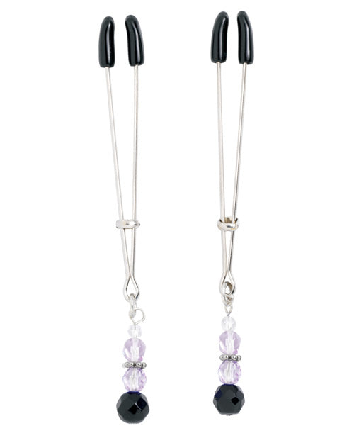 Spartacus Spartacus Adjustable Tweezer Nipple Clamps w/Purple Beads - Image 2