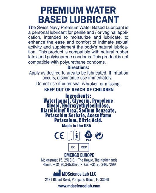 Swiss Navy Swiss Navy Water Based Lube - 32 oz - Image 2