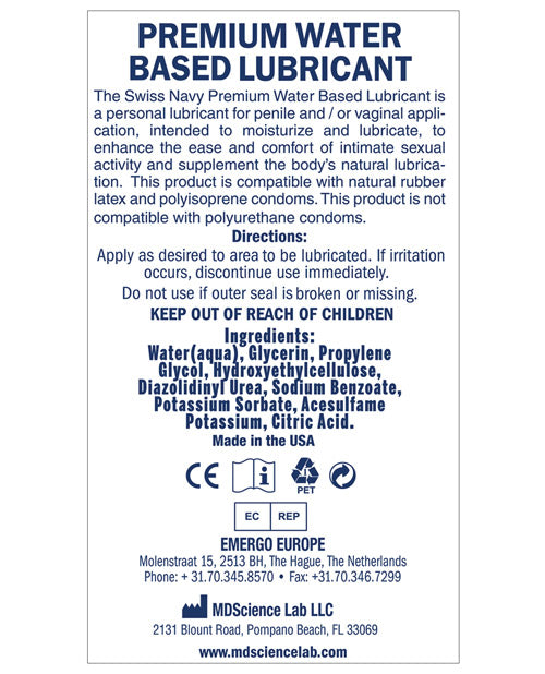 Swiss Navy Swiss Navy Water Based Lube - 8 oz