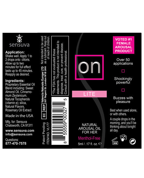 On ON Natural Arousal Oil For Her - Lite 5 ml Bottle - Image 2