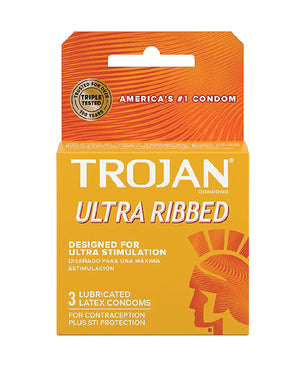 Trojan Trojan Ultra Ribbed Condoms - Box of 3 - Image 2