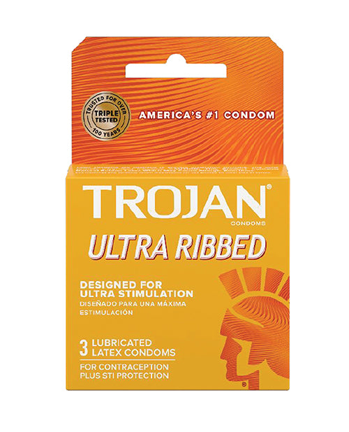 Trojan Trojan Ultra Ribbed Condoms - Box of 3 - Image 2