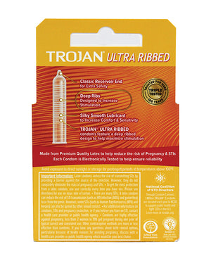 Trojan Trojan Ultra Ribbed Condoms - Box of 3 - Image 3