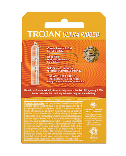 Trojan Trojan Ultra Ribbed Condoms - Box of 3