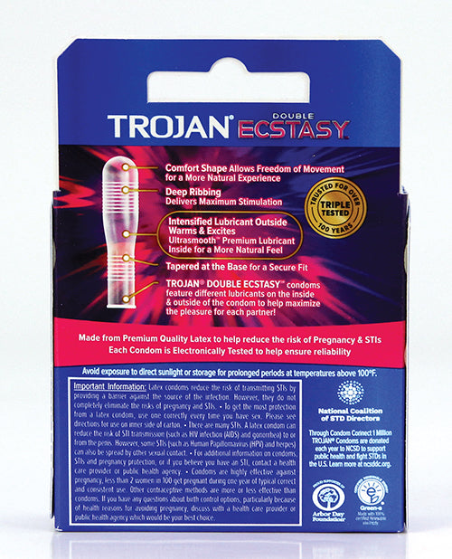 Trojan Trojan Double Ecstasy Condoms - Box of 3 - Image 2