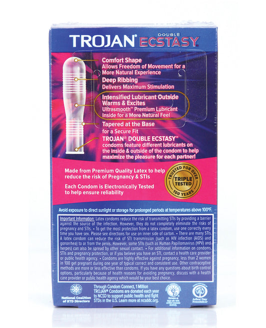 Trojan Trojan Double Ecstasy Condoms - Box of 10 - Image 2