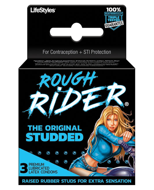 Rough Rider Lifestyles Rough Rider Studded Condom Pack - Pack of 3