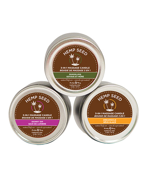 Earthly Body Earthly Body Massage Candle Trio Gift Bag - 2 oz Skinny Dip, Dreamsicle, &amp; Guavalva