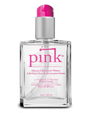 Pink Pink Silicone Lube - 4 oz Glass Bottle