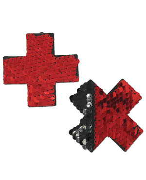 Pastease Pastease Color Changing Flip Sequins Cross - Red/Black O/S