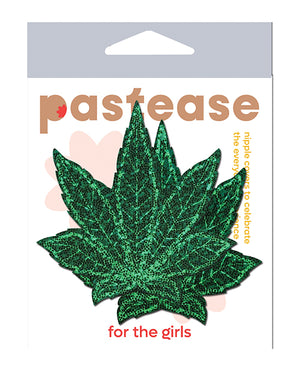 Pastease Pastease Glitter Marijuana Leafs - Green O/S