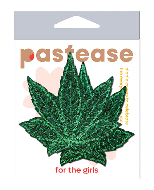 Pastease Pastease Glitter Marijuana Leafs - Green O/S