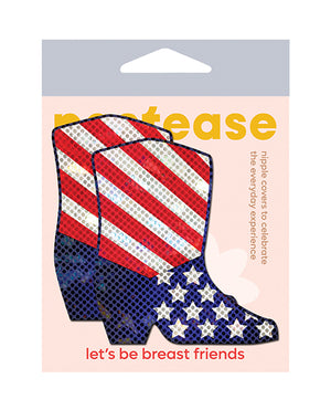 Pastease Pastease Premium Sparkling Stars &amp; Strips USA Cowboy Boot - Red/White/Blue O/S