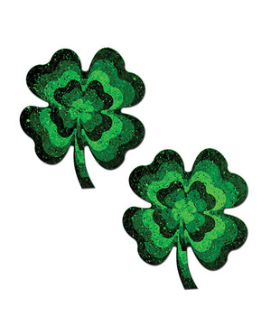 Pastease Four Leaf Clover Glitter Velvet Pumping Shamrock - Green O/S - Image 3