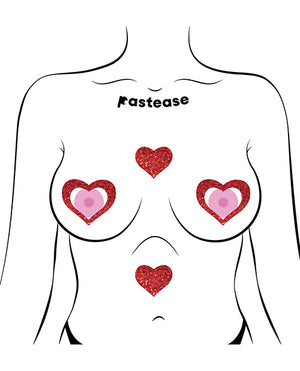 Pastease Pastease Glitter Peek a Boob Hearts - Red O/S - Image 2
