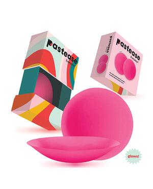 Pastease HALOS Silicone Nipple Covers w/Travel Box - Neon Pink A-C Cup 10 or More Uses